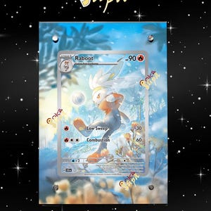 Raboot 147/142 - Pokémon Couronne stellaire - Étui/support magnétique pour votre carte + Illustration détaillée + Support