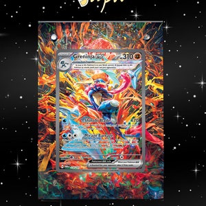 Greninja Ex 214/167 - Pokémon Twilight Mascarade - Étui/support magnétique pour votre carte + Illustration détaillée + Support