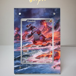 Groudon 199/182 - Pokémon Karte erweitertes Artwork magnetisches Etui mit Aufsteller