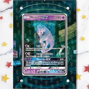 Mewtwo GX 78/73 - Pokémon Shining Legends - Étui/support magnétique pour votre carte + Illustration détaillée + Support