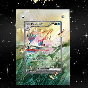 Milotic Ex 214/162 - Pokémon Surging Sparks - Étui/support magnétique pour votre carte + Illustration détaillée + Support