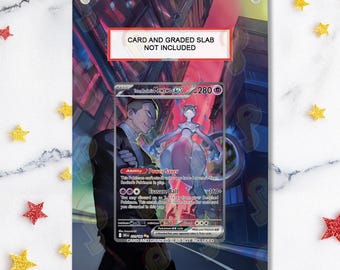 NEW Graded Card Magnetic Case 2.0 + Artwork + Stand - Mewtwo 231/182 - Pokémon Destined Rivals