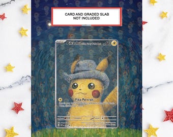 NEW Graded Card Magnetic Case 2.0 + Artwork + Stand - Pikachu Grey Felt Hat Van Gogh Promo 085