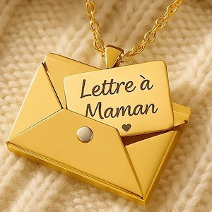 Collar con letra personalizada, medallón de sobre, joyería con mensaje secreto, regalo grabado, idea de amor, mamá, papá, amante