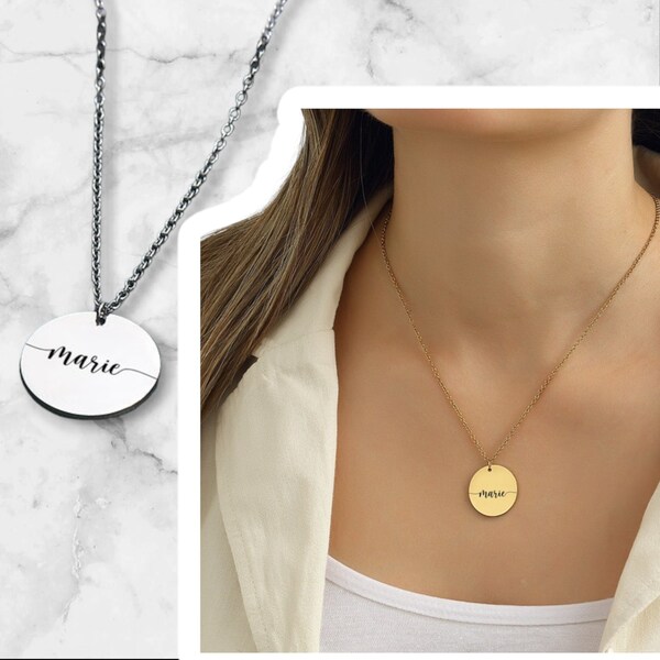 Personalized Name Tag & Family Chain Necklace - Silver/Gold Plated with Engraving - Valentine's Day Gift