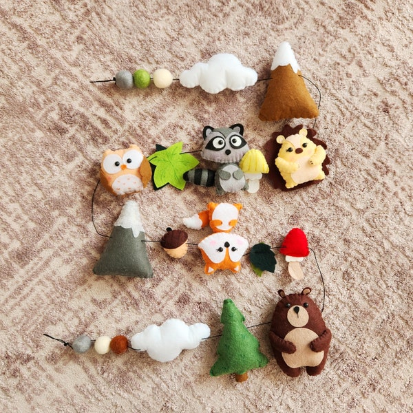 Woodland Animals Garland, Bear Fox Hedgehog,Woodland Nursery Decor, Woodland Baby Shower, Felt Woodland Animals Banner, Baby Shower Gift