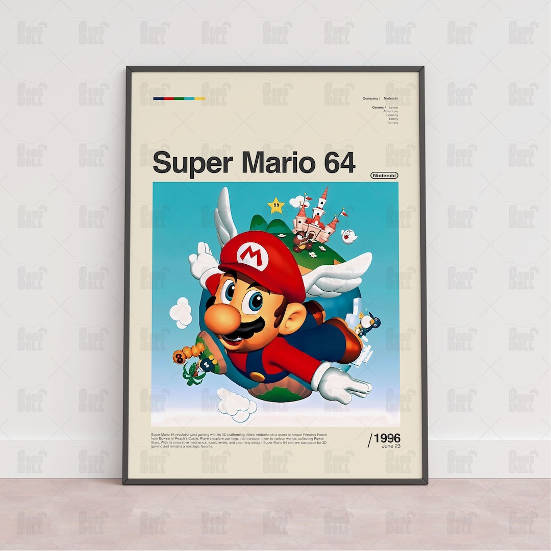Super Mario 64 Poster, Gaming Room Poster, Gaming Wall Poster, Gaming