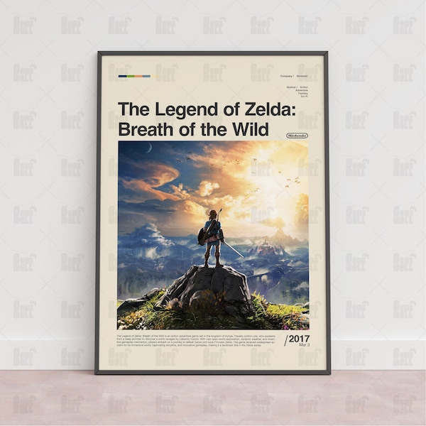 Affiche Breadth of the Wild de The Legend of Zelda, affiche de la salle de jeu, affiche murale de jeu, affiche imprimée de jeu, cadeau de jeu, affiche de jeux vidéo