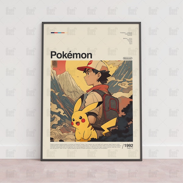 Poster Pokemon, Poster della sala giochi, Poster da parete di gioco, Poster con stampa di giochi, Regalo di gioco, Poster di videogiochi, Decorazione murale di arte di gioco, Arte di gioco