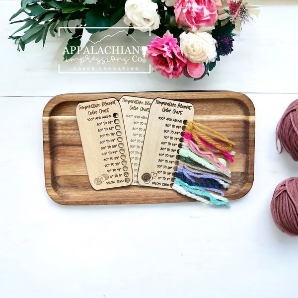 Temperature Blanket Color Chart, Pocket size, Knitting & Crochet Accessories, Crochet Blanket Color Chart, Reusable Wood Card, Color Card