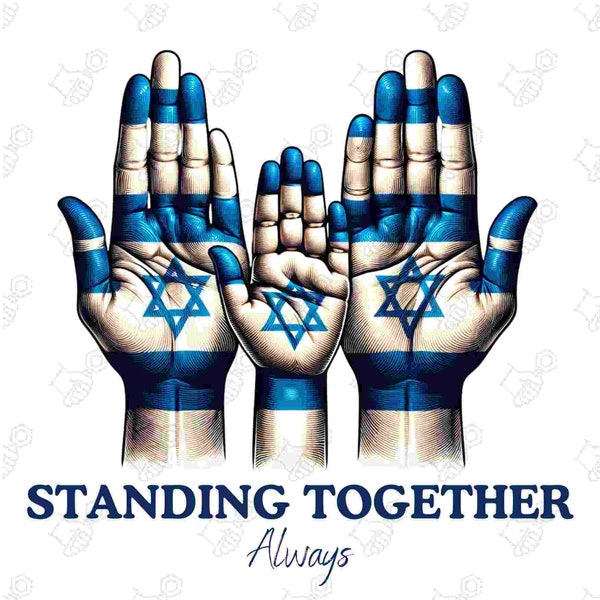 Israelian Palms Trio: Unity in Blue & White - PNG SVG - Stand together - blue and white - IDF - Love - Star of david - Never again - Jewish