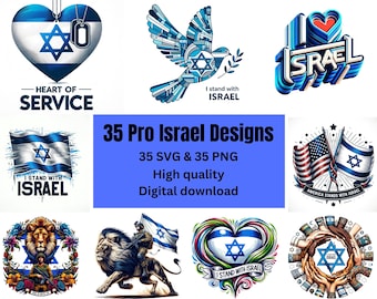 Paquete definitivo de diseño digital pro-israelí - SVG & PNG - Apoya a Israel - Estrella de David - Haritage judío - FDI - Tráelos a casa