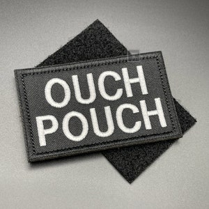 Ouch Pouch Patch Black - Hook & Loop, Fabric, 8cm - Medical Military Tactical Army Airsoft Hiking Badge for First Aid Kit or Medic Pouch