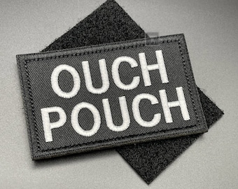 Ouch Pouch Patch Black - Hook & Loop, Fabric, 8cm - Medical Military Tactical Army Airsoft Hiking Badge for First Aid Kit or Medic Pouch