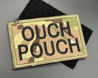 Ouch Pouch Patch MTP Camo - Hook & Loop, Fabric, 8cm - Medical Military Tactical Army Airsoft Hiking Badge for First Aid Kit or Medic Pouch