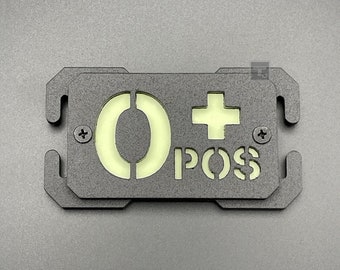 O Pos Blood Group Moulded Plastic Patch - Mounts on Webbing, Straps, MOLLE - Morale Military Tactical Army Airsoft - Rucksack Backpack Pouch