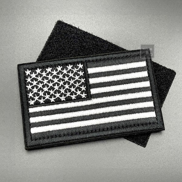 Schwarze USA Flagge Patch - Klettverschluss, Stoff - Subdued Stars and Stripes Militär taktische Armee Airsoft Patch für Rucksack, Mütze, Uniform Tasche