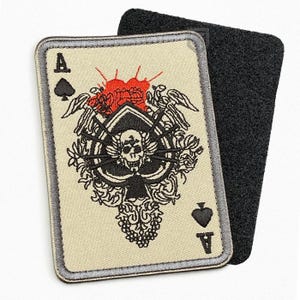 Ace of Spades Patch - Haken & Schleife, Stoff - Death Card Cosplay Moral Militär taktische Armee Airsoft Patch für Rucksack Rucksack kappe