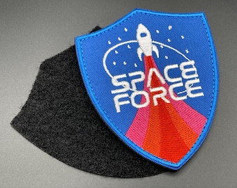 Space Force Rocket Patch - Haken & Schleife, 9 cm - Militär Luftwaffe Abzeichen