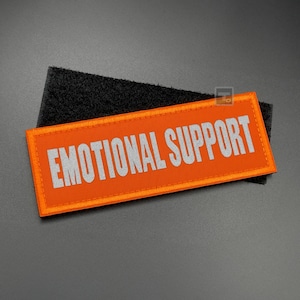 Emotional Support Dog Harness Patch - Hi Vis Orange, Light Reflective, Hook & Loop, Fabric, 11cm for Vest
