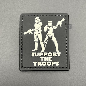 Support the Troops Patch - Hook-Lined, PVC Rubber - Stormtrooper Morale Military Tactical Army Airsoft Patch for Rucksack Backpack Cap