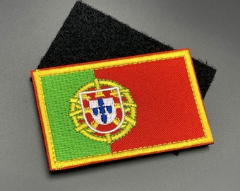 Portugal Flag Patch - Hook & Loop, Embroidered, 8cm  - Portuguese Military Tactical Army Airsoft Badge for Rucksack Backpack Cap Bag