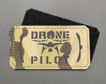 Drone Pilot Patch Camo - Hook & Loop, Nylon, 9cm - Tactical Morale Military Army Airsoft Badge for Rucksack Backpack Vest Cap Hat