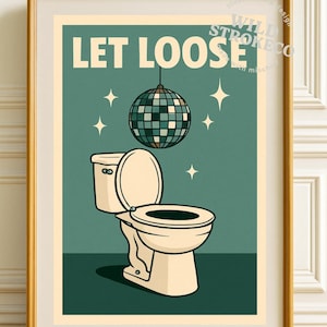 Funny Disco Toilet Wall Art Printable – Retro Bathroom Decor, Quirky Toilet Humor Art, Funky Digital Download For Home, Powder Room Or Gift