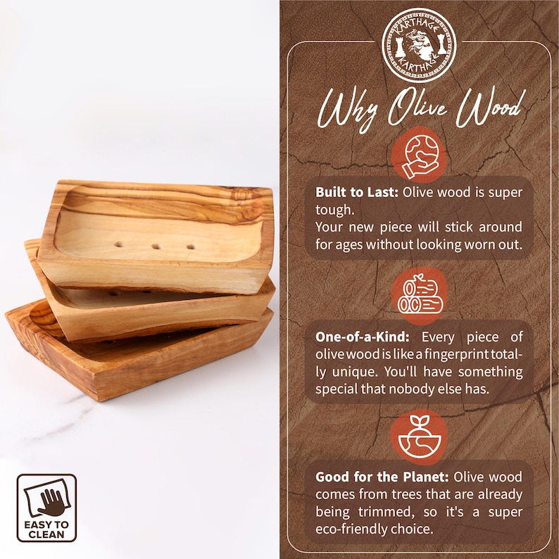 Why choose olive wood: - Built to last: olive wood is super tough. - One-of-a-kind: every piece of olive wood is like a fingerprint totally unique. - Good for the planet: olive wood comes from trees that are already being trimmed.