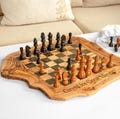 Chess Set with natural Rustic Shape, handmade of Olive Wood, Custom Chess Board , Wooden Chess pieces +FREE Personalization &Wood Wax product logo