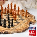 Personalized Wooden Chess Gift Set, Hand Carved Live Edge Board with Pieces for Him product logo