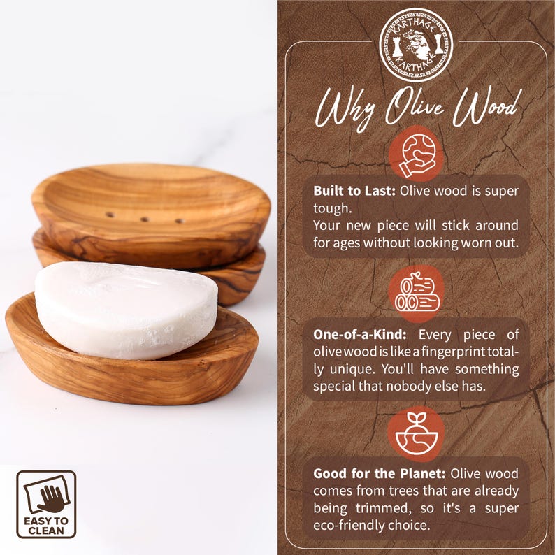 Why choose olive wood: - Built to last: olive wood is super tough. - One-of-a-kind: every piece of olive wood is like a fingerprint totally unique. - Good for the planet: olive wood comes from trees that are already being trimmed.