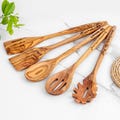 Olive Wood Utensil Set of 5 Kitchen Utensils: Wooden Cooking Spatulas & Spoons | Personalized Kitchen Gift +FREE Wood Beeswax and Engraving product logo