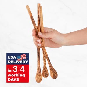 Cuillères de dégustation faites main en bois d'olivier, mélangeurs de boissons, cadeau personnalisé