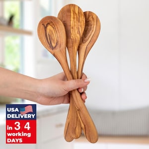 Engraved Wooden Spoon for Couples, Personalized Newlywed Kitchen Gift, Hand-Carved