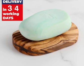 Personalized Spa Gift for Her, Engraved Olive Wood Soap Dish, Bathroom Self Care Idea