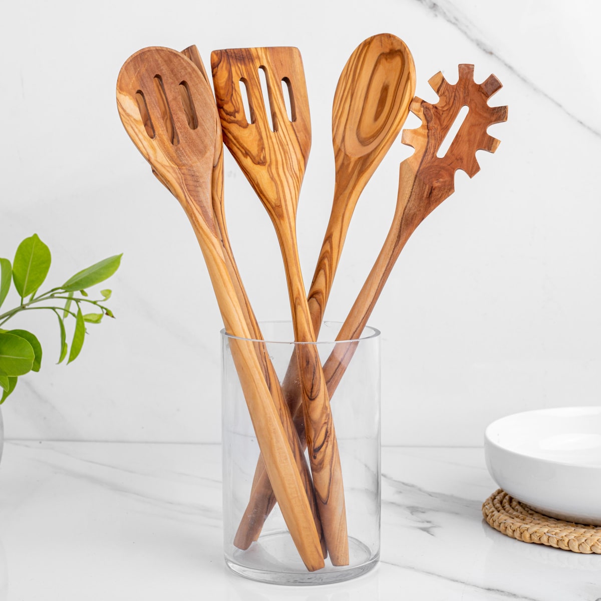 Olive Wood Utensil Set of 5 Kitchen Utensils: Wooden Cooking Spatulas & Spoons | Personalized Kitchen Gift +FREE Wood Beeswax and Engraving - Etsy