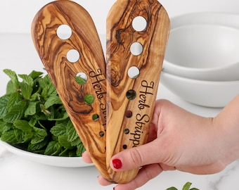 Handmade Olive Wood Herb Stripper: Eco-Friendly Kitchen Gadget +FREE Personalization & Beeswax kit
