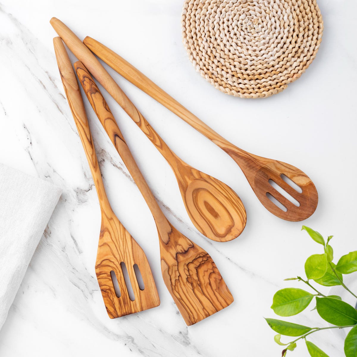 Olive Wood Utensil Set, Wooden Cooking Spoons With Free Personalization & Beeswax Kit - Etsy