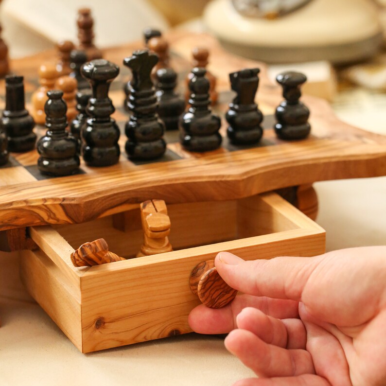 Luxury Olive Wood Chess Set Handcrafted Artisan Board With Etsy