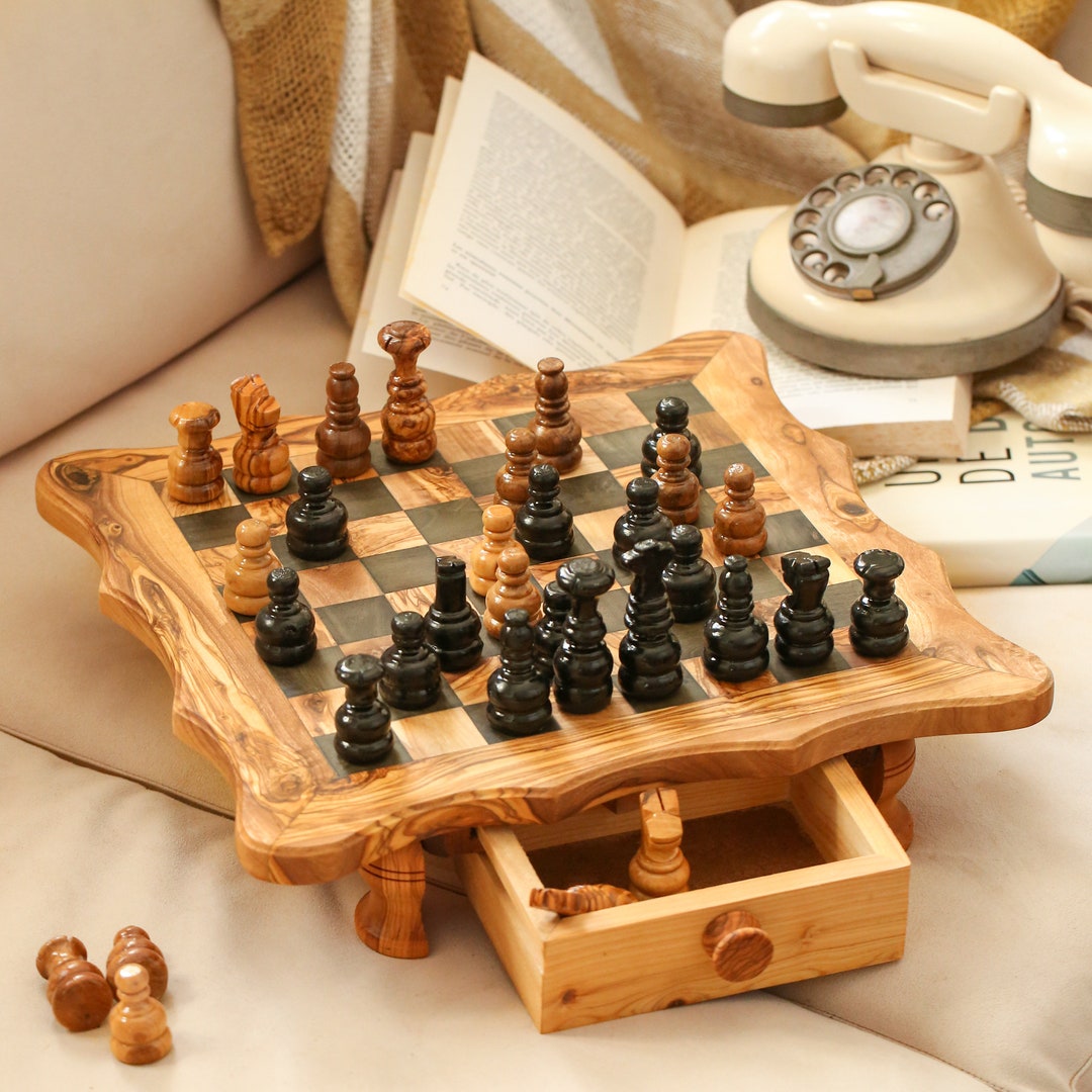 Luxury Olive Wood Chess Set Handcrafted Artisan Board With Etsy