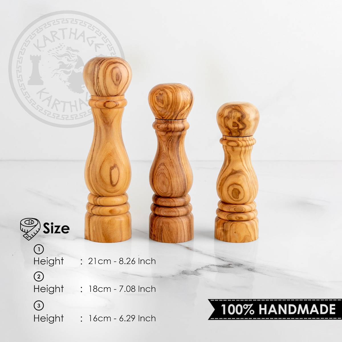 7 inch Handmade Olive Wood Salt & Pepper Mill: Gourmet Spice Grinder, Free Personalization - Etsy