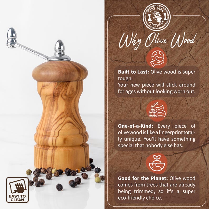 Why choose olive wood:
- Built to last: olive wood is super tough.
- One-of-a-kind: every piece of olive wood is like a fingerprint totally unique.
- Good for the planet: olive wood comes from trees that already being trimmed.