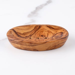 Functional Wooden Oval Soap Dish Set by ArtisRaw - 3 Olive Wood Holders, Handcrafted, Perfect for Moisture Drainage, Luxurious Spa Gift Idea