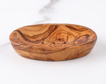 Stylish Wooden Soap Holder - Handmade Olive Wood Soap Dish - Eco-Friendly Spa Gift