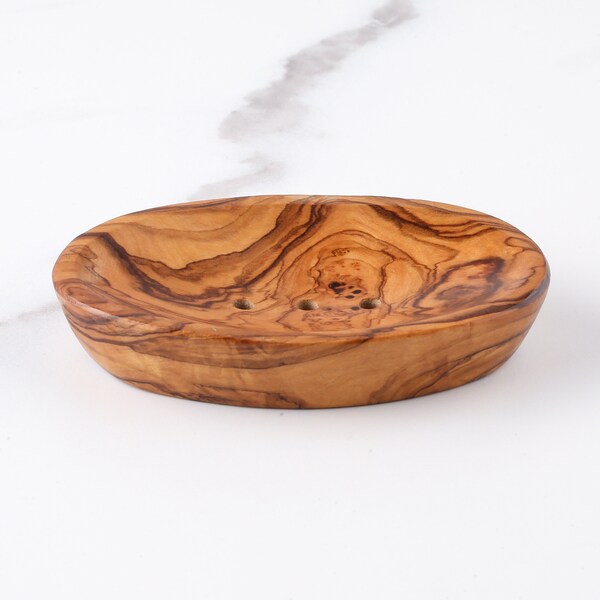 Stylish Wooden Soap Holder - Handmade Olive Wood Soap Dish - Eco-Friendly Spa Gift