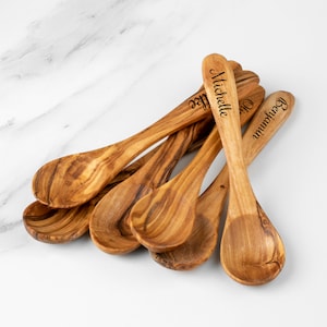 Handmade Small Wooden Spoons - Eco-Friendly Mini Spoon Set, Perfect for Spices & Condiments + Free Personalization and Wood Wax