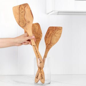 Handmade Olive Wood Spatula Set: Personalized Cooking Gift