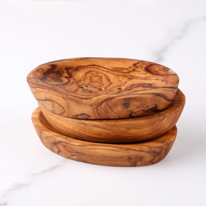 Oval Olive Wood Soap Dish Set - Enhances Bathroom Aesthetics, Offers Practical Soap Storage Solution, Perfect Housewarming Gift