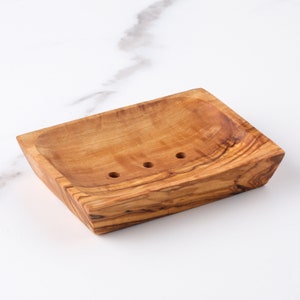 Handcrafted Olive Wood Soap Dish Set of 3 - Unique Wooden Soap Holders, Perfect for Bathroom Decor, Eco-Friendly Spa Gift, Artisan-Made.